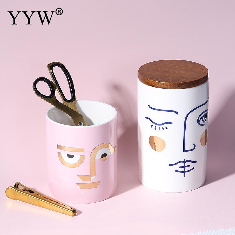 Modern Storage Jars Human Face Cans For Storage Spices Cereals Bulk Food Container Storage In The Kitchen Home Bank Ceramic Jar
