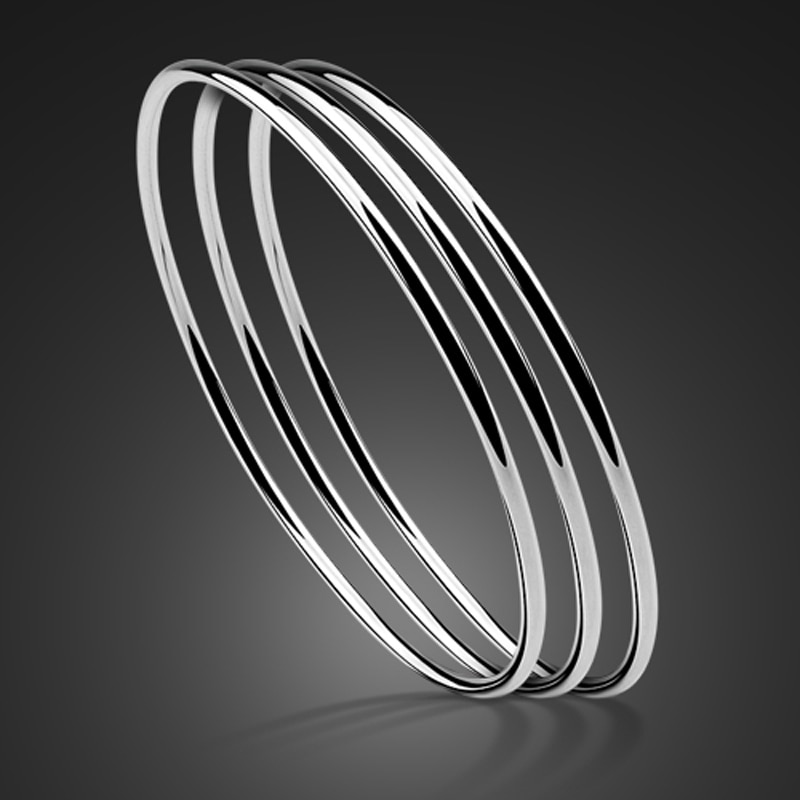 925 Sterling Silver Bracelet Women's Solid Silver. Three circles Lady Jewelery. Classic delicate Bracelet