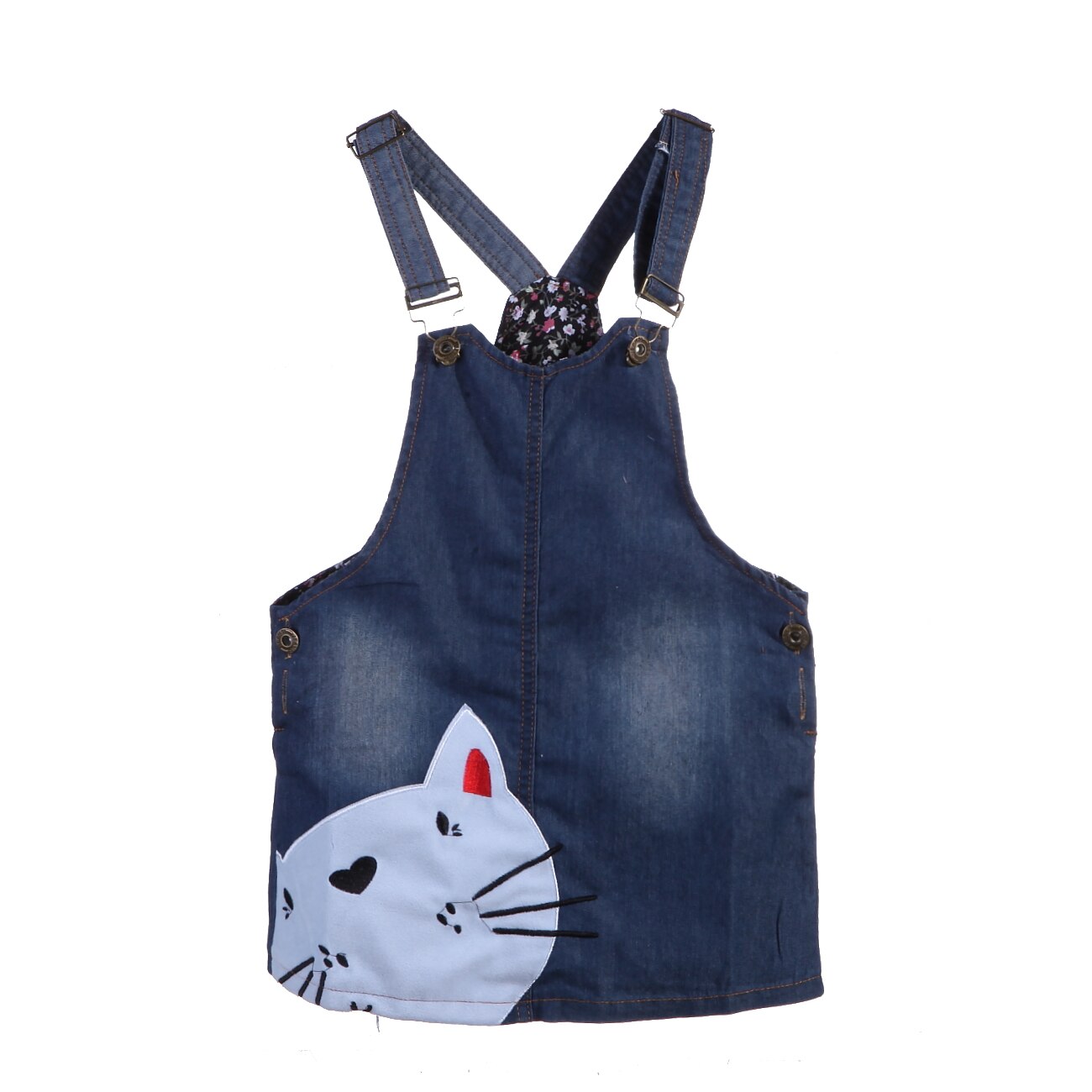 US Cute Cat Baby Kids Toddler Denim Jeans Overalls Dress Skirt Clothes Summer
