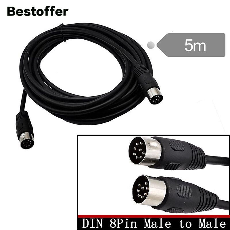 Din 8 Pin Male to Male Speaker Signal Audio Cable 5m: Default Title