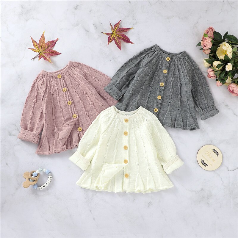 Baby Girl Knit Vest Truien Effen Kleur Single-Breasted Losse Versie Lente Truien Tops Kleding