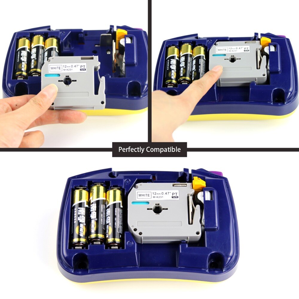 10 pcs brother M label tape M-231 M-K231 MK-231 black on white 12mm P-touch tape