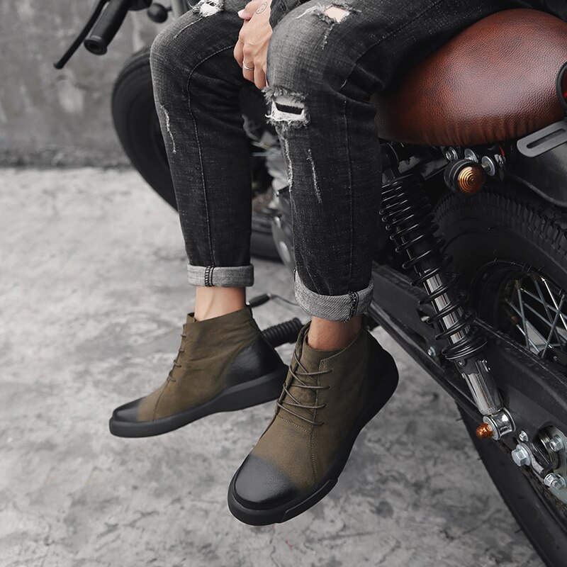 Motorlaarzen heren martin boots enkel leren laarzen heren zwarte straatschoenen botas motocross hombre