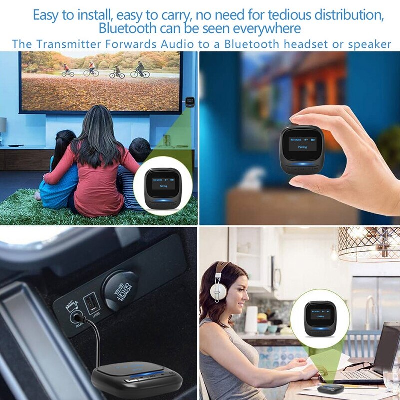 Bluetooth 5.0 o Transmitter Receiver Oled Display aptxLl 3.5Mm AuxJack Wireless Adapter for Tv Car Pc