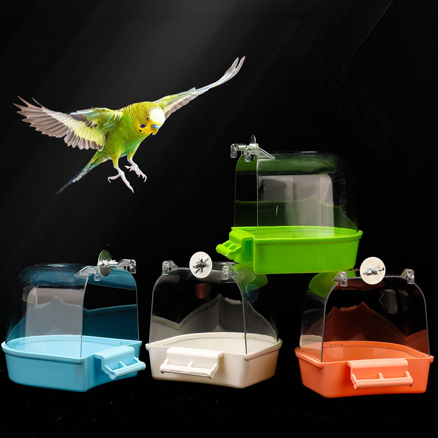 Caja de baño colgante para pájaros, jaula para periquitos, bañera, accesorios para jaulas de pájaros, bañera para mascotas, compañero canario, loros, suministros para pájaros