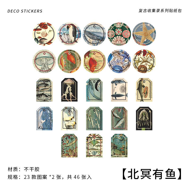 Papel adhesivo Vintage para decoración, pegatinas de colección Retro para planificadores de portátiles, álbum de recortes, taza, diario, cuaderno, 46 piezas: 1--G1D4GS6D