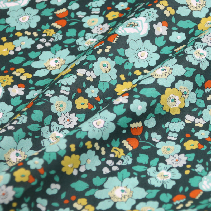 Citrongula blommor betsy ana små blommor tryck liberty tyg london liberty tana lawn bomull specialanpassat tyg för gör-det-själv: Grön