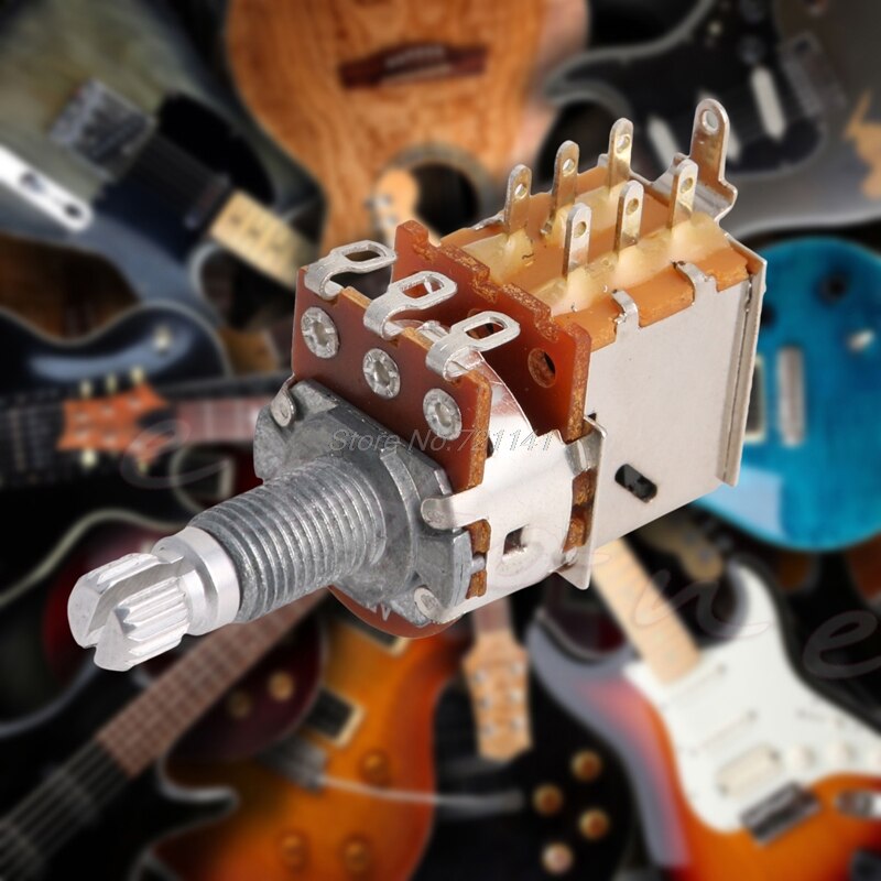 A500k potentiometer trykknapkontakt splined dpdt pot skaft 18mm elektrisk guitar tone volumen dele guitar dele & tilbehør