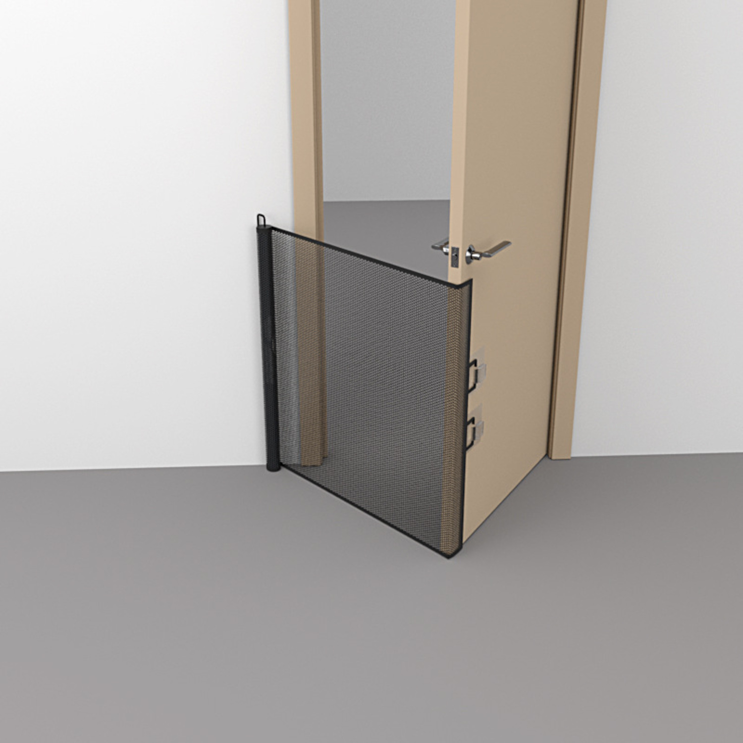 Retractable pet gate, mesh dog gate, cat enclosure for doorways, stairs, hallways, indoor/outdoor pet door stalls: black