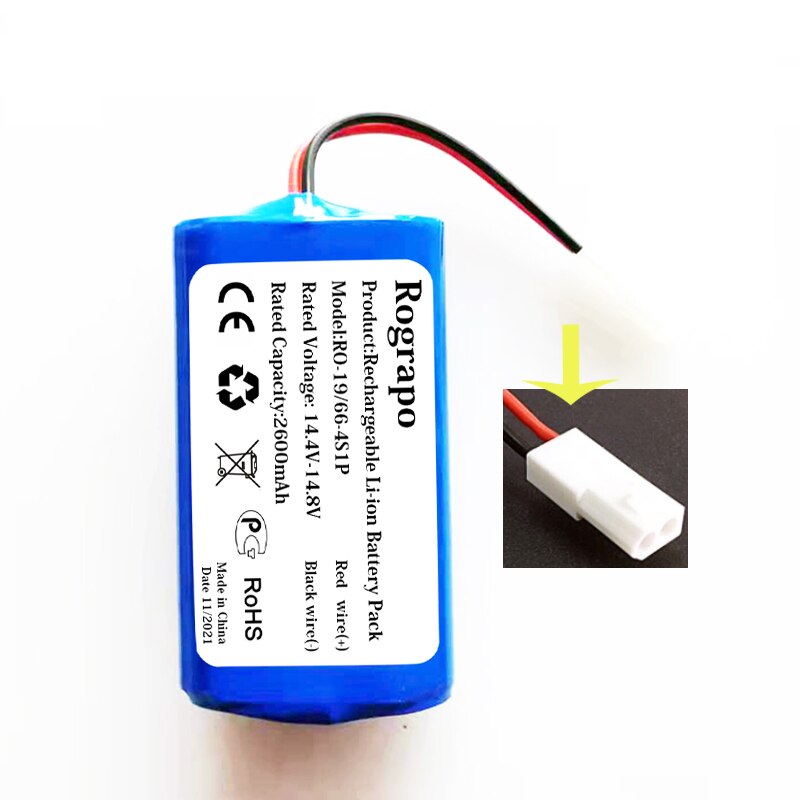 3400Mah RS-RT900866 Li-Ion Batterij En Zijborstel Voor Rowenta Tefal Explorer Serie 20 40 Robot Stofzuiger