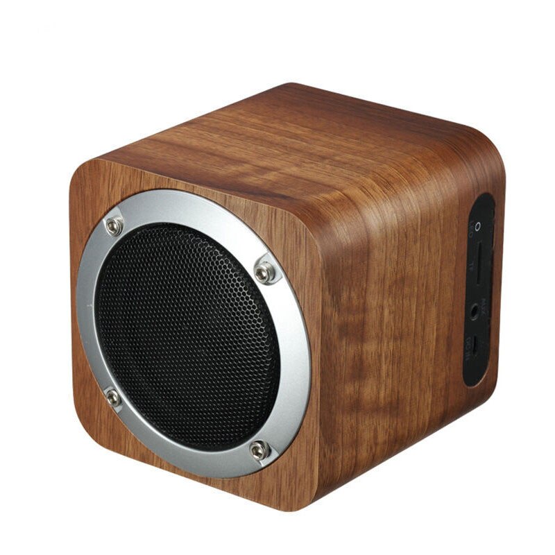 Laiyiqi Retro wood bluetooth speaker wooden square radio FM vibro woofer boombox caixa som portatil altavoz alto falante: Brown Wood