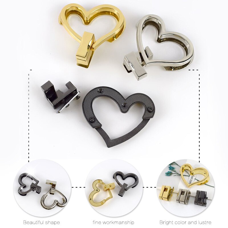 Metalen Hart Tas Turn Lock Twist Lock Sluiting Voor Leer Craft Vrouwen Handtas Schoudertas Purse Diy Hardware Accessoires