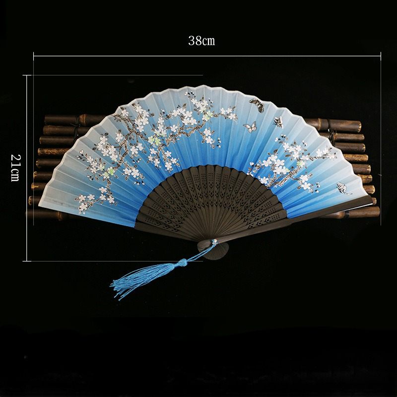 Abanico Manual con motivos de boda, disfraz antiguo, abanicos de mano plegables de estilo chino, , abanico de mano plegable de madera: royal blue