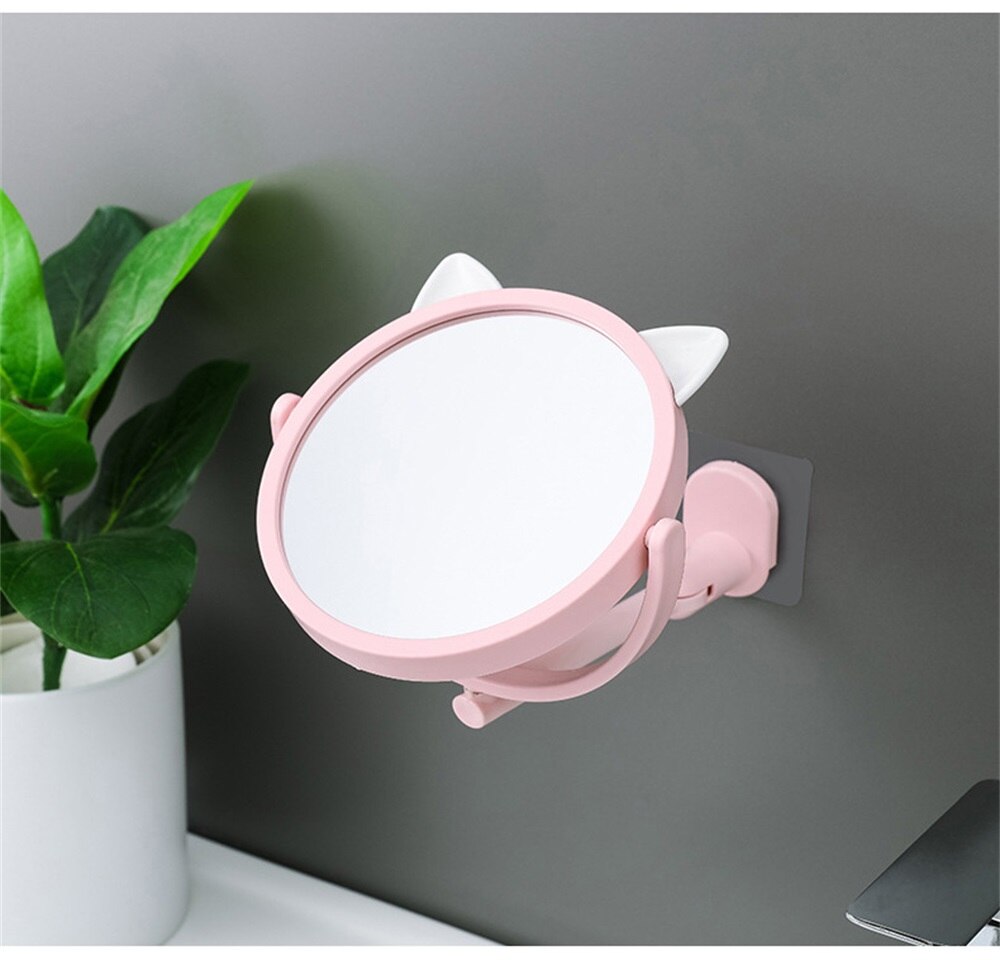 2 pcs Folding Makeup Mirror Wall Mount Vanity Mirror without drill Swivel Bathroom Mirror Suction Folding Arm Extend shaving