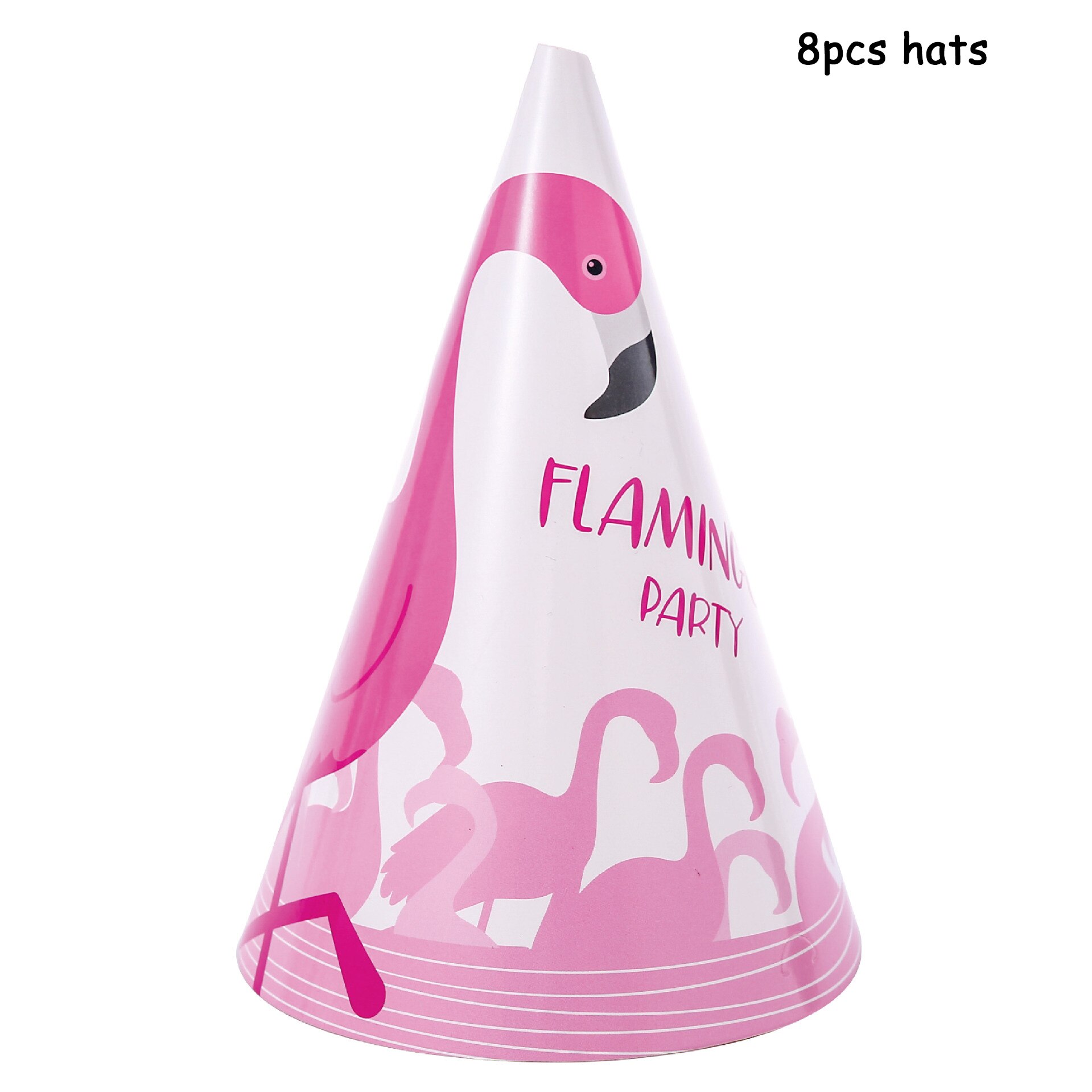 Suministros de de cumpleaños, vajilla desechable de flamenco, rosa, plato, tazas o manteles, Baby Shower, decoración para de boda: 8pcs hats