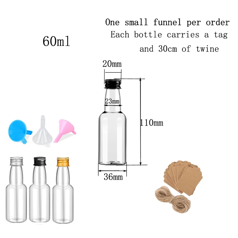 10 Uds 30ML-150ML Mini botella de licor de plástico portátil botellas de jugo contenedor de bebidas reutilizable para favores bodas fiestas favores: plum / 5 ml