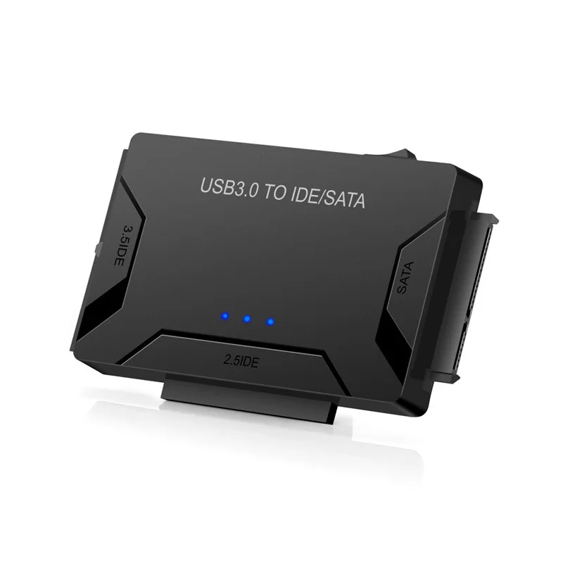 USB 3.0 zu SATA IDE Adapter Festplattenadapter Konverter für 2,5"/3,5" SATA/IDE/SSD Festplatten mit 12V 2A Netzteil: Schwarz