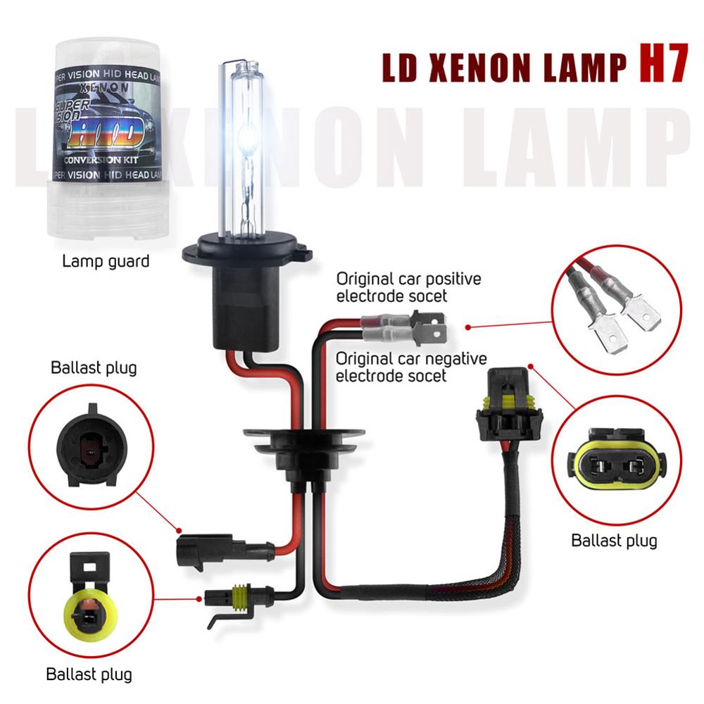 Bombillas de HID Xenon de reemplazo H7, luz de Faro de 55W, 3500-4500LM, Burbuja recta, 4300K-12000K, Xenón HID, 1 par