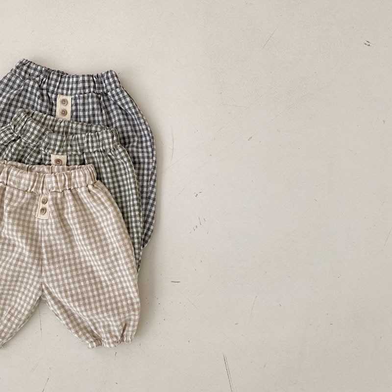 Pantalon ample à carreaux pour bébé, en coton, décontracté, à la , pour fille et garçon, Harem, vêtements pour tout-petits, printemps été 2022