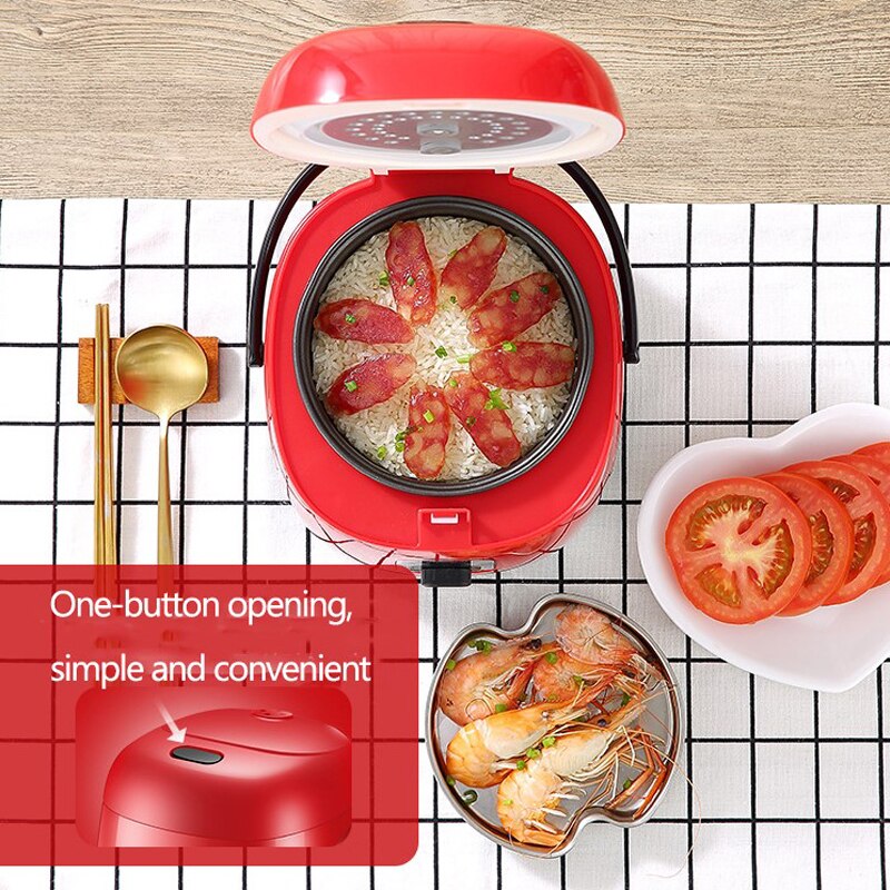 Kbxstart 1.2L Mini Electric Rice Cooker Lunch Box Multifunction Cooking Pot Non-stick Liner Food Steamer Stew Soup Porridge 200W
