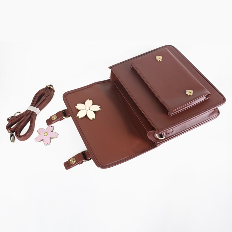 Japanese Uniform Preppy Style Handbag Women School Bag PU Vintage Handle Bag With Sakura Buckle Shoulder Bag For Girls