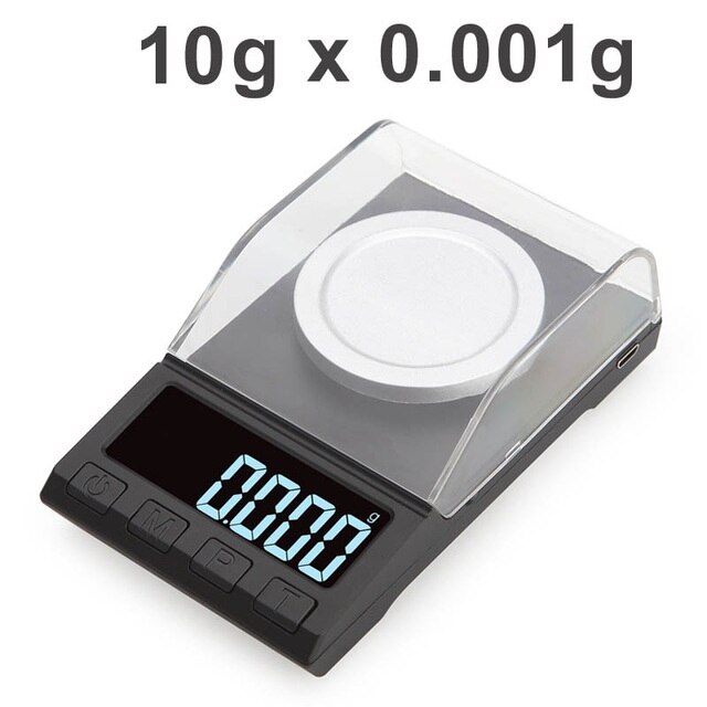 0.001g Precision Electronic Scales 100g/50g/20g Digital Weighing Gem Jewelry Diamond Scale Portable Lab Weight Milligram Scale: 10g 0.001g