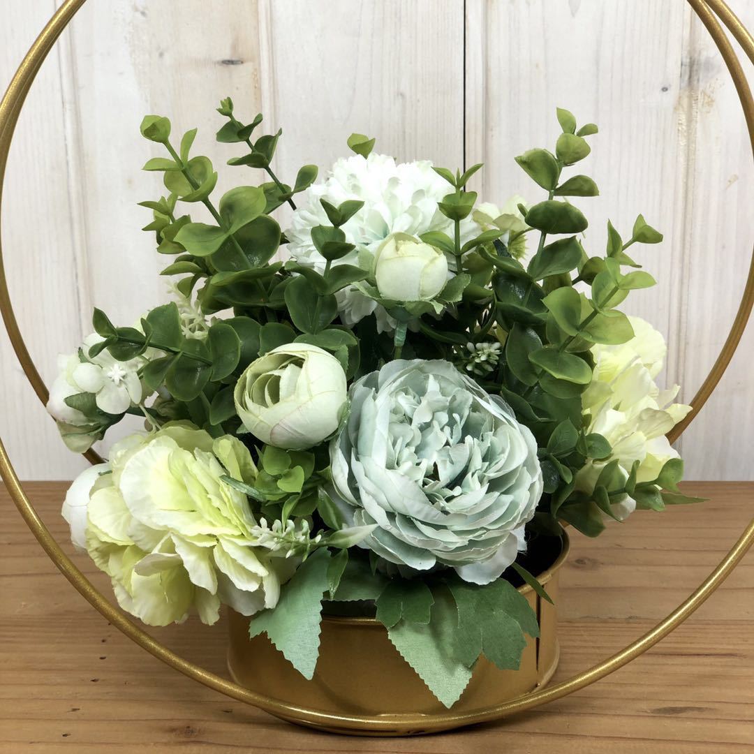 Cilected nordisch Künstliche Blume Hortensien Für Hochzeit Dekoration Schmiedeeisen Blume Rahmen Arrangieren Metall Band Kranz Dekor