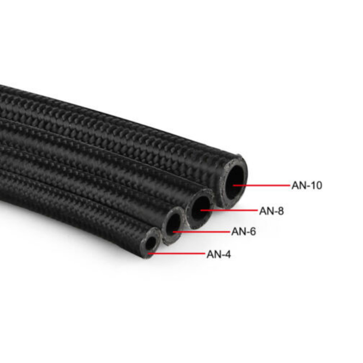 1FT AN4 AN6 AN8 AN10 Fuel Oil Gas Hose Line Pipe Stainless Steel Braided Black