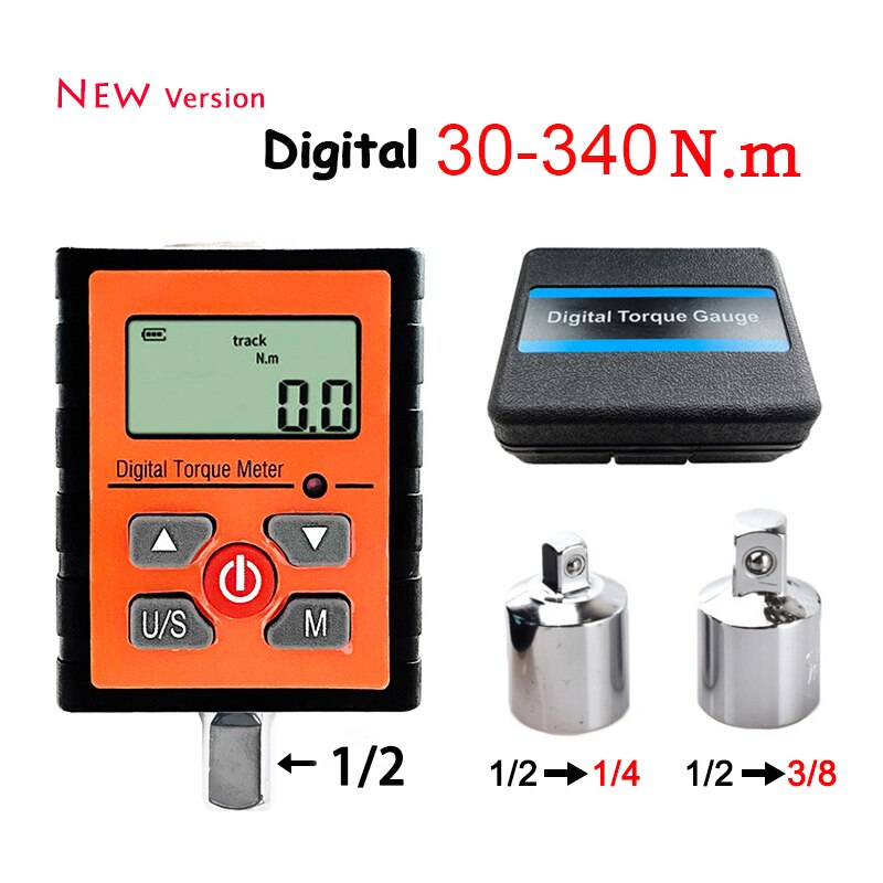 3/8"1/4"1/2" Digital Torque Meter Table Tester Wrench Torque 3-340N.m Measurement External Ratchet Mechanical Wrench Accesso: New 30-340 N.m