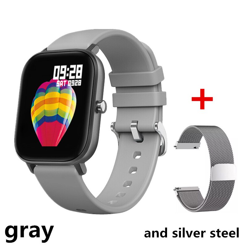 AMYNIKEER smart bracelet P8 smart watch heart rate monitoring bracelet fitness bracelet sleep blood pressure blood oxygen PK B58: grayandsilversteel