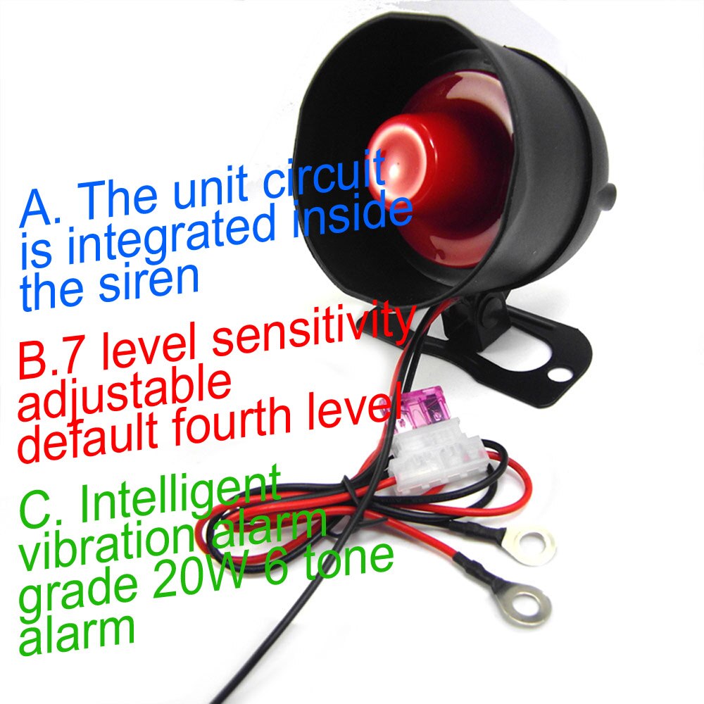 One way car alarm system easy to install Vibration alarm aloud DIY Car accessories Adjustable sensitivity 12V DC CHADWICK 8113
