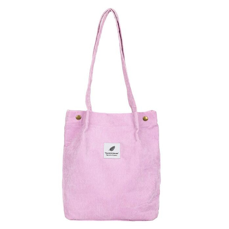 Women Corduroy Shopping Bag Female Canvas Cloth Shoulder Bag Environmental Storage Handbag Reusable Foldable Eco Grocery Tot