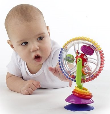 SCCJGL 1Pc Baby Toy Three-color model Rotating Windmill Noria Stroller Dining Chair with suction cups Educational Toys For Baby
