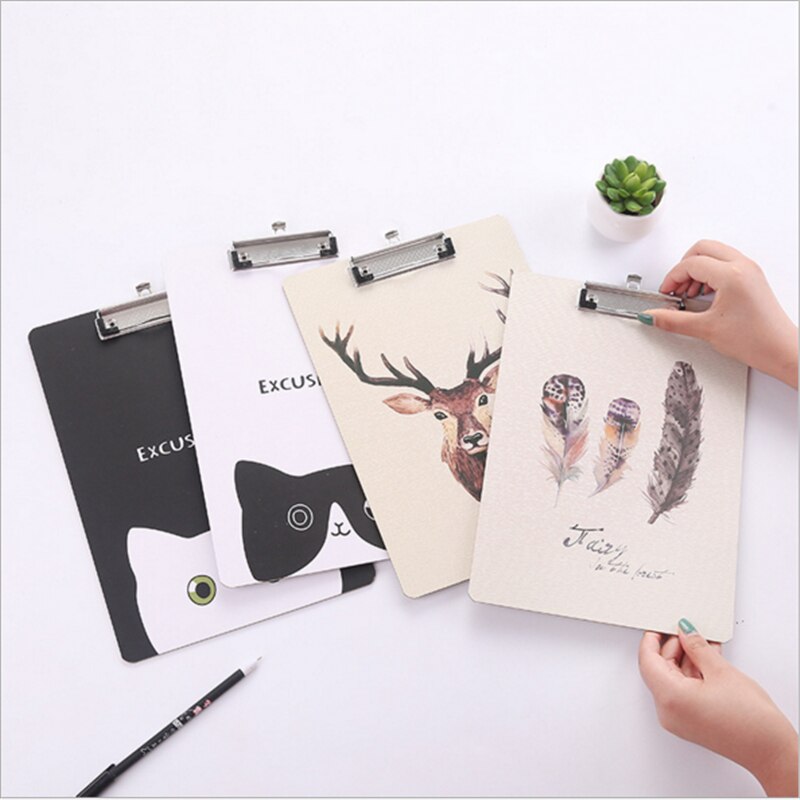 A4 Cartoon Series Clipboard File Folder Stationary Board Hard Board Writing Plate Clip Document File Folders