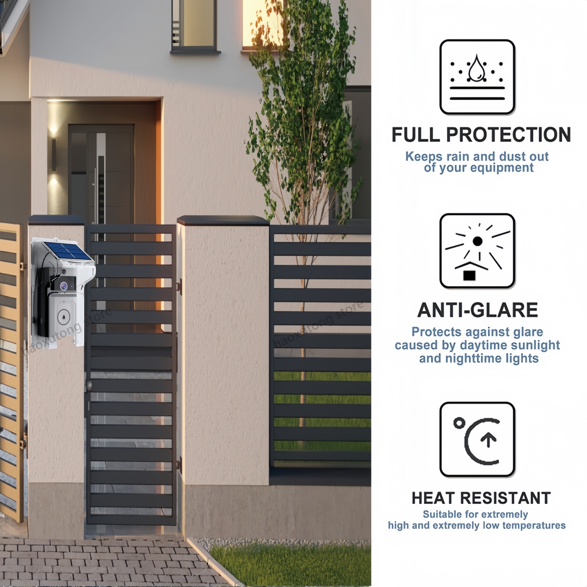 Wasserdichter Solar-Türklingel-Regenschutz und Sonnenschutz für den Außenbereich, Ruftafel, Kunststoffabdeckung, staubdichter Ringknopfschutz