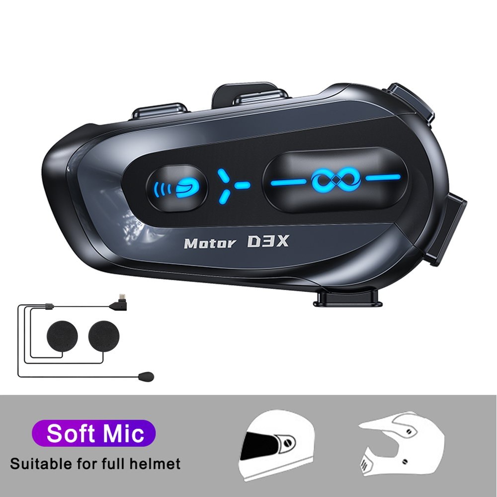 1/2 Uds casco de motocicleta intercomunicador auriculares 600M medio dúplex multi personas Interphne V5.4 auriculares con asistente de voz inteligente: Azul