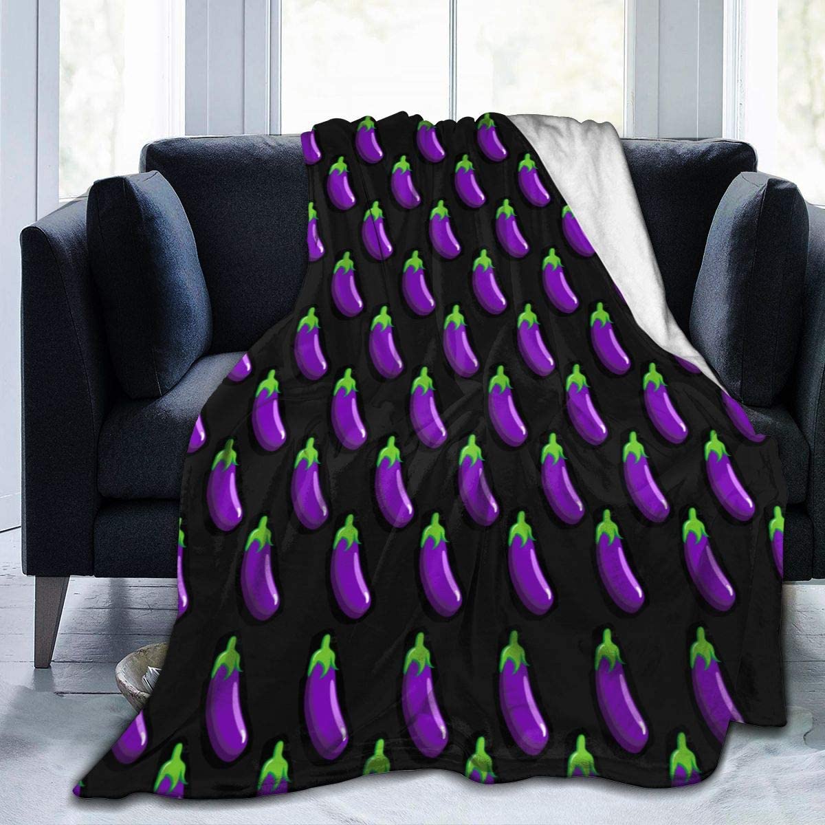 Aubergine Groente Patroon Deken Flanel Fleece Deken Zachte Microfiber Deken Voor Sofa Kantoor Bed En Reizen 50 "X 40": 120*150cm