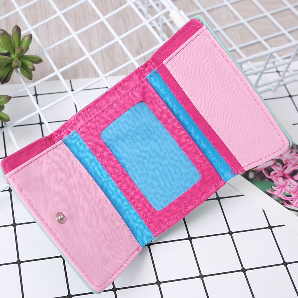 Porte-monnaie en Faux cuir pour femmes et filles, Mini portefeuille à trois volets, motif de hibou de dessin animé
