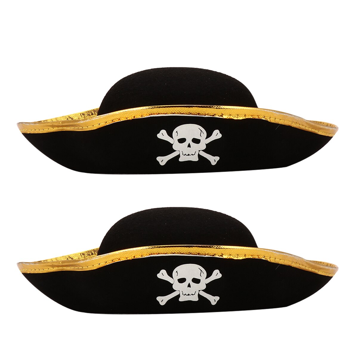 2pcs Pirate Hats Skull Pattern Pirate Captain Costume Caps for Adults and Kids: Golden