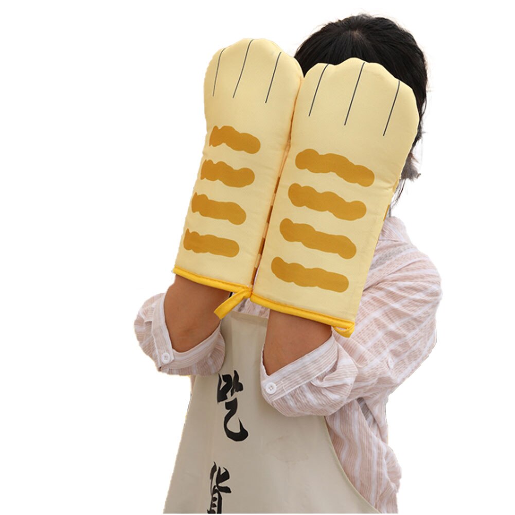 3d katten cartoon oven hittebestendige antislip ovenwanten: B