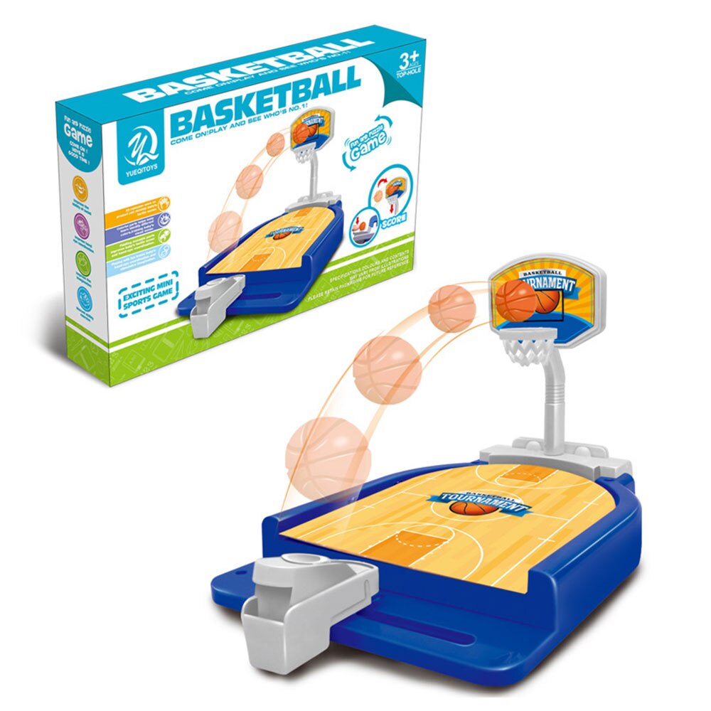 Práctica de madera Dedo de juguete mesa de fútbol baloncesto bolos etapa de juguete divertido rendimiento magia en casa entretenimiento familiar: Basketball