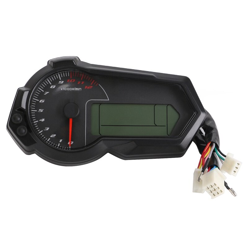 Universal 12V Motorcycle LCD Digital Gauge Oeter Tachometer Speeeter KM/H