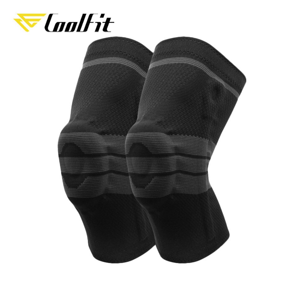 CoolFit 1Pair Basketball Knee Pads with Support Silicon Padded Elastic Non-slip Patella Brace Kneepad for Fitness Gear Protector