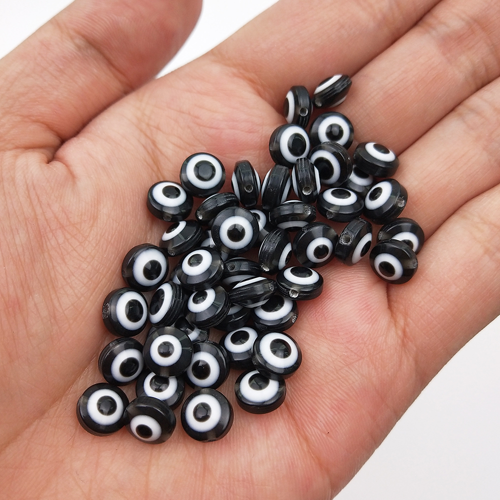 50pcs/Lot 8mm Diy Eye Beads Oval Shape Spacer Beads Stripe Resin Spacer Beads For Jewelry Making Bracelet Necklace Charms