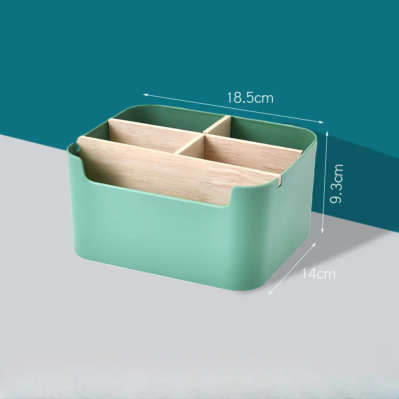 Fernbedienung Halfter Schreibtisch Lagerung Organizer Kasten Container Bambus Holz Partition Abnehmbare Lagerung Kasten Schreibtisch Büro Liefert: Tiefe Blau