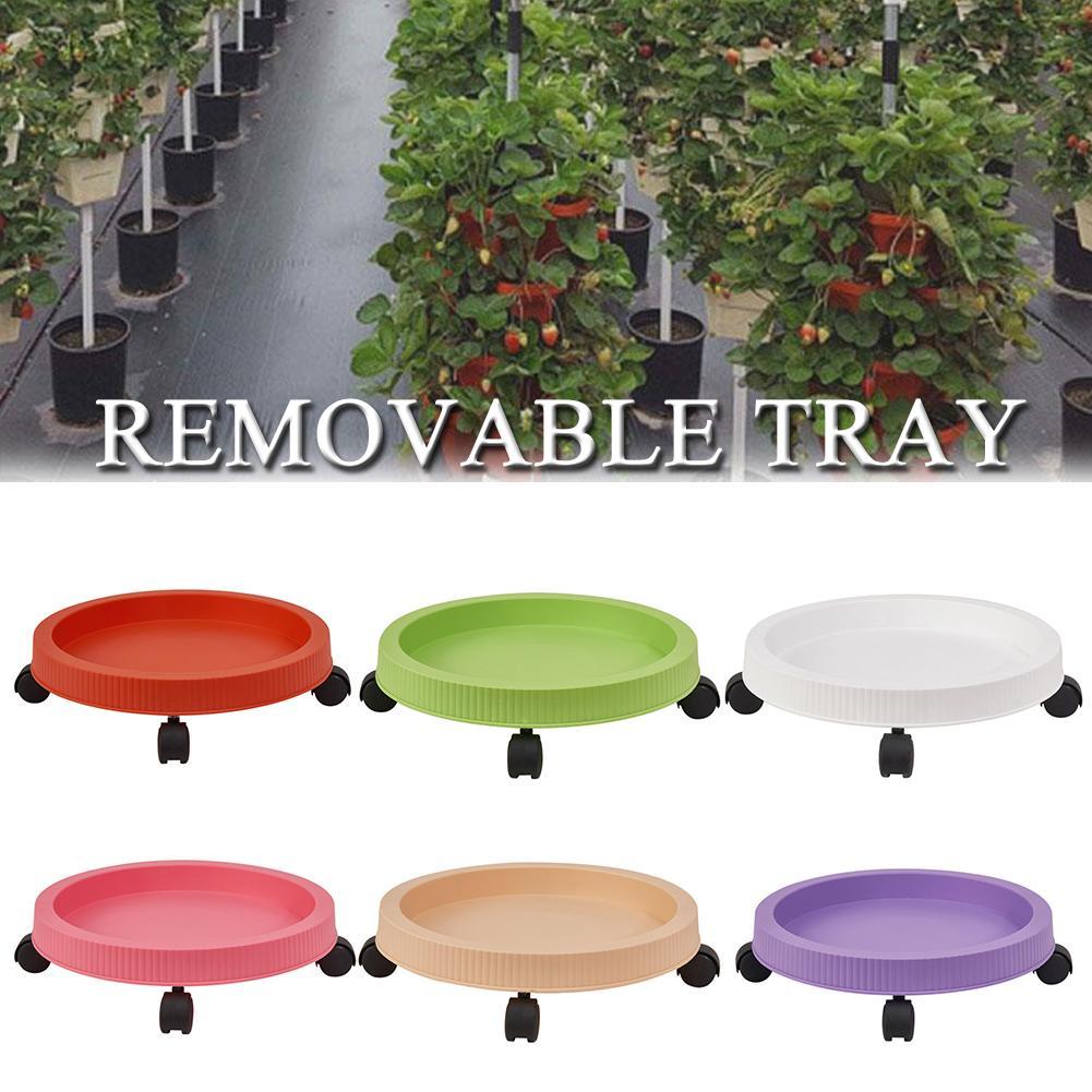Round Tray Saucers Removable Flower Pot Tray Wheels Bottom Tray Plant Base Water Drip Holder Garden Supply Reusable Plant Stand