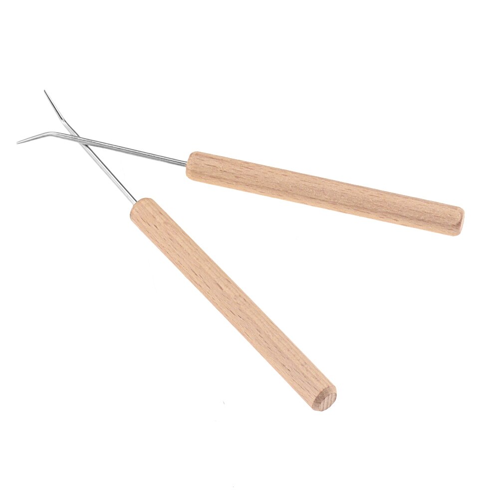 Agulha de dobra de madeira sólida, 2 tamanhos de 15cm de comprimento, gancho de tear de tricô de madeira, ferramentas diy, acessórios de costura de crochê