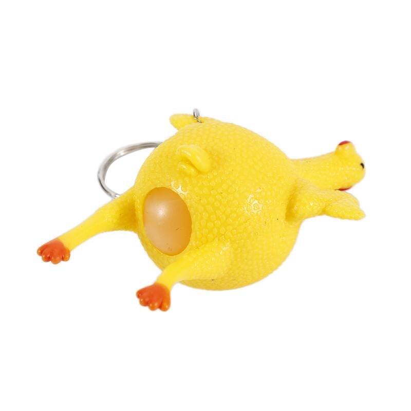Gags de nouveauté et jouets de blague pratiques Anti-Stress spongieux poulet pondant oeuf soulagement du Stress pratique fabricant de blague porte-clés collant