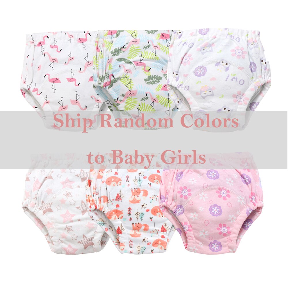 6 stk/parti bomuld baby træningsbukser unisex børne undertøj stof ble bleer spædbørn resable vandtætte pottetræning trusser: Til piger / 3-4 år gammel