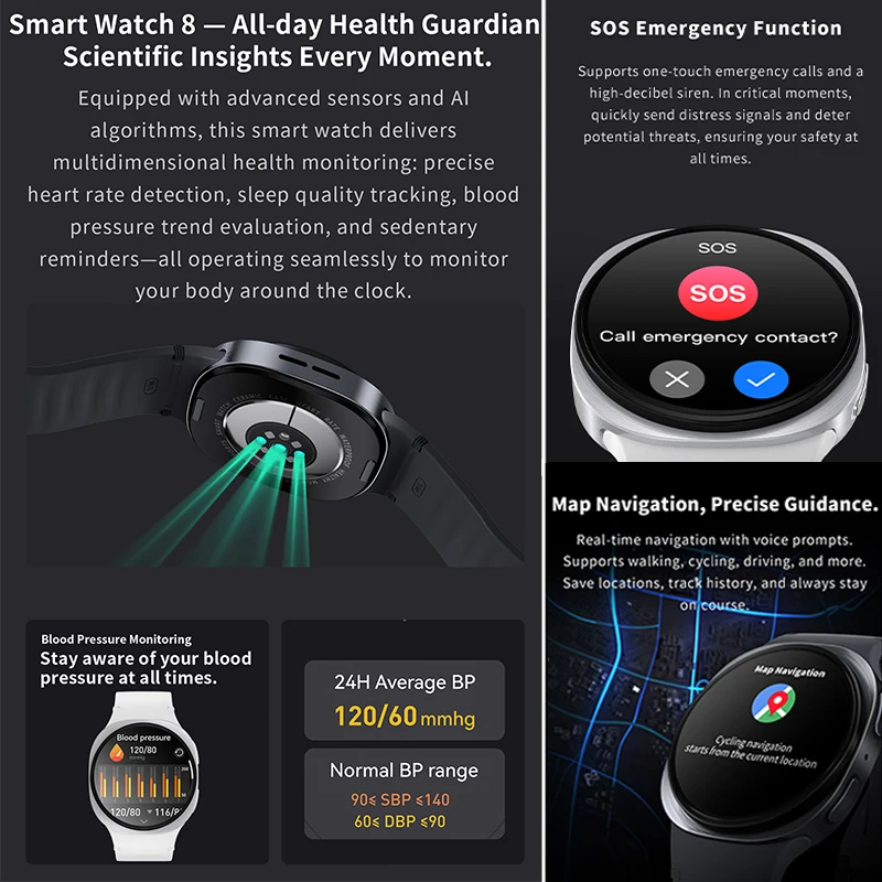 2026 Nuovi Orologi 8 mini accorto guarda GPS traccia Smartwatch impermeabile per uomo Donna saluto sport AMOLED Frequenza cardiaca Chiamata Bluetooth